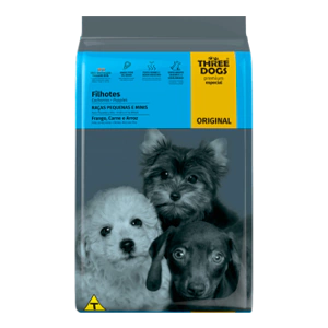 Ração Three Dogs Original Filhote Raças Pequenas e Mini Frango, Carne e Arroz 15kg