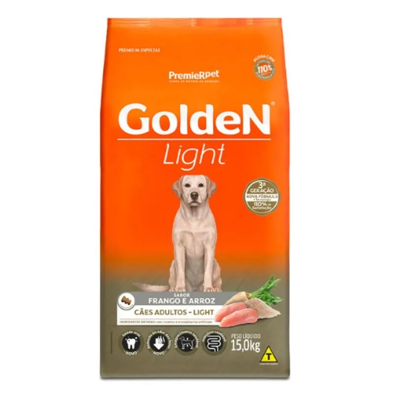 Ração Golden Fórmula Light Cães Adultos Frango e Arroz 15 kg