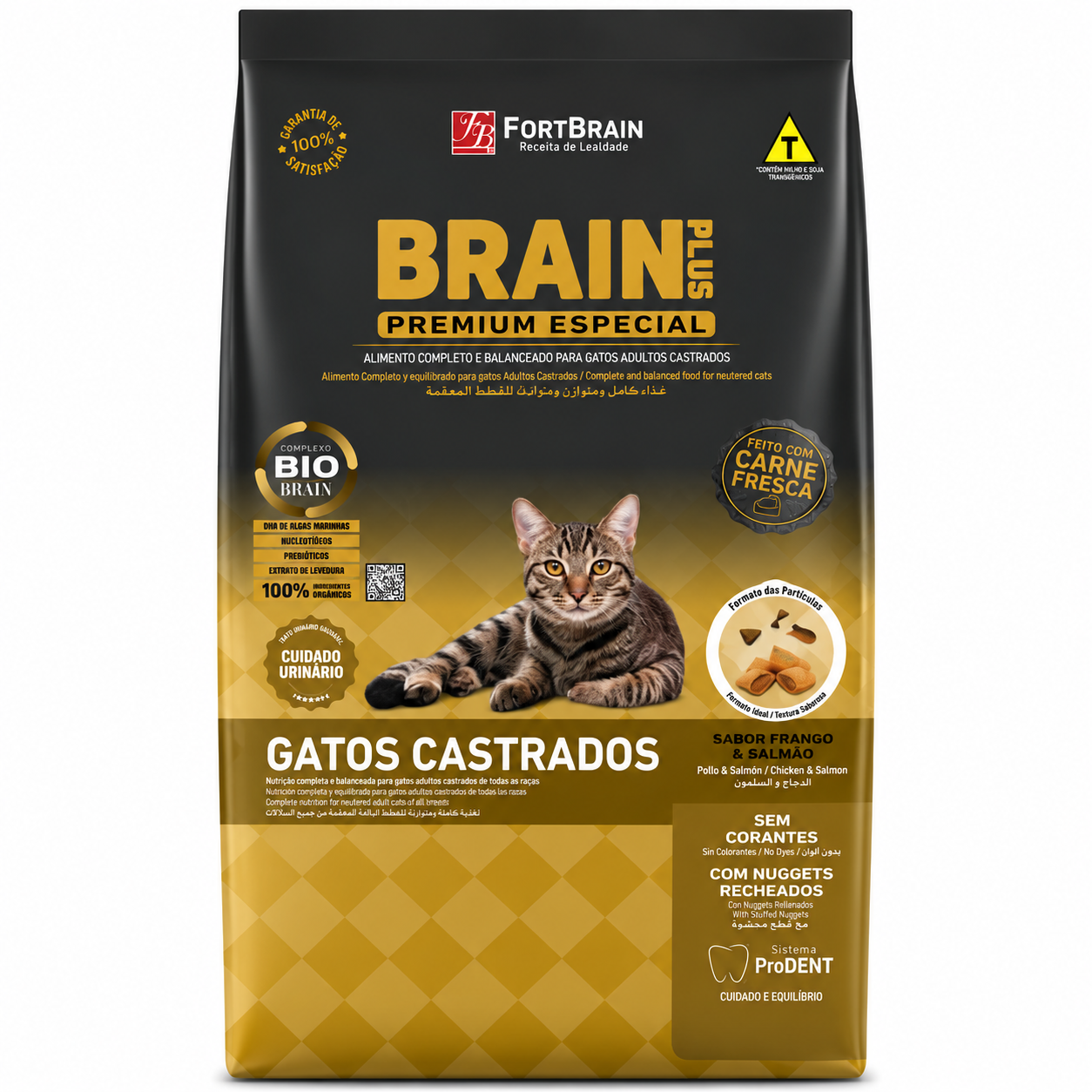 Ração Brain Plus Gatos Castrados sabor Salmão e Frango 10,1kg