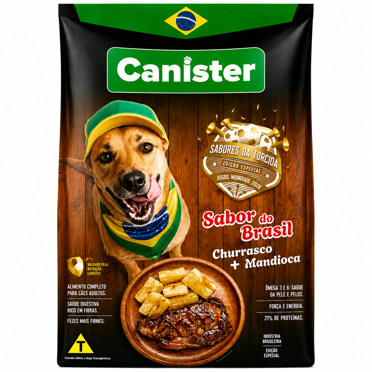 Ração Canister Premium Cão Adulto Churrasco e Mandioca 15kg