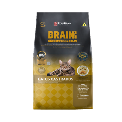 Ração Brain Plus Gatos Castrados sabor Salmão e Frango 10,1kg