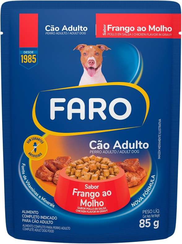 Ração Úmida Faro Frango ao Molho para Cães Adultos Sachê 85g