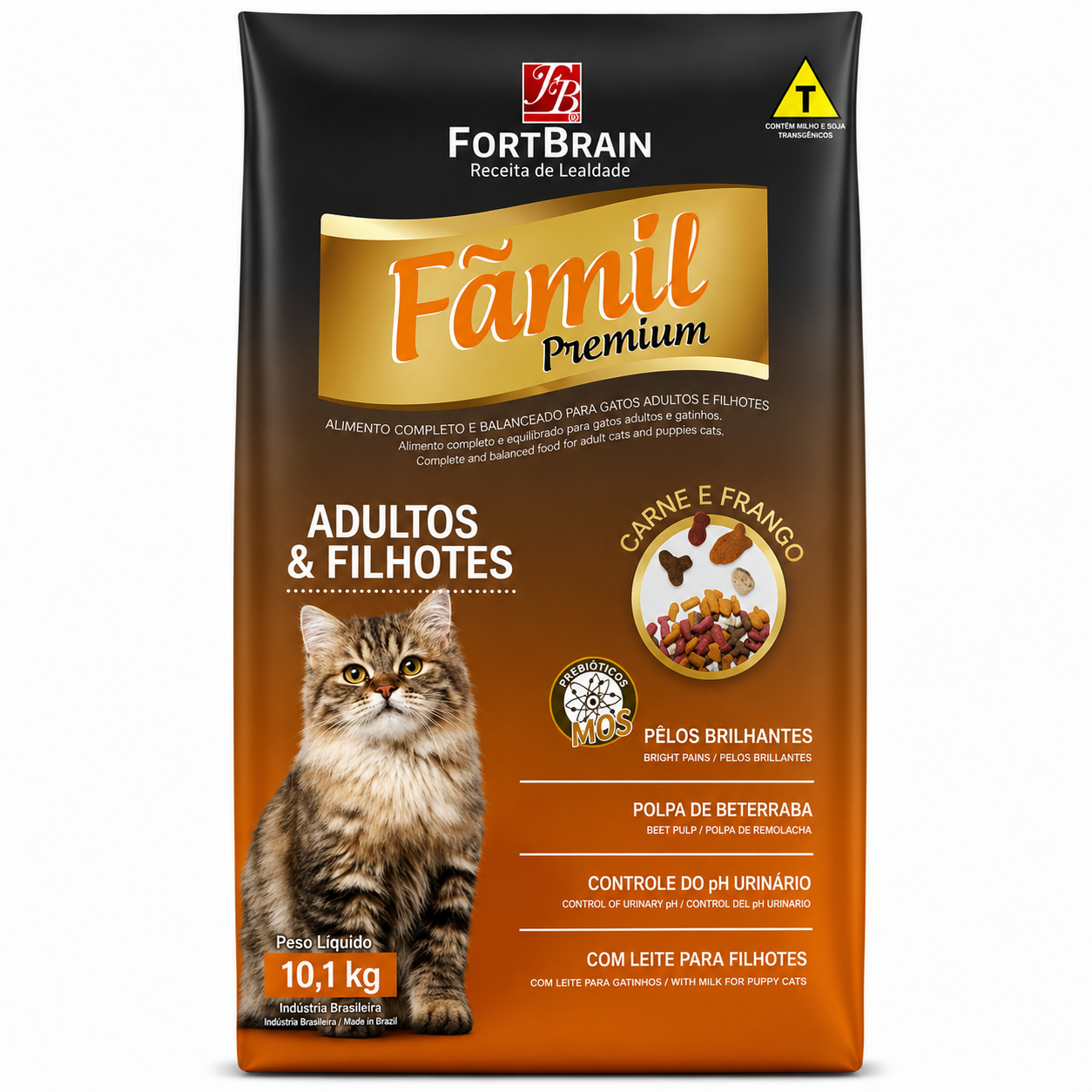 Ração Fãmil Gatos Mix Adultos e Filhotes Carne e Frango 10,1kg