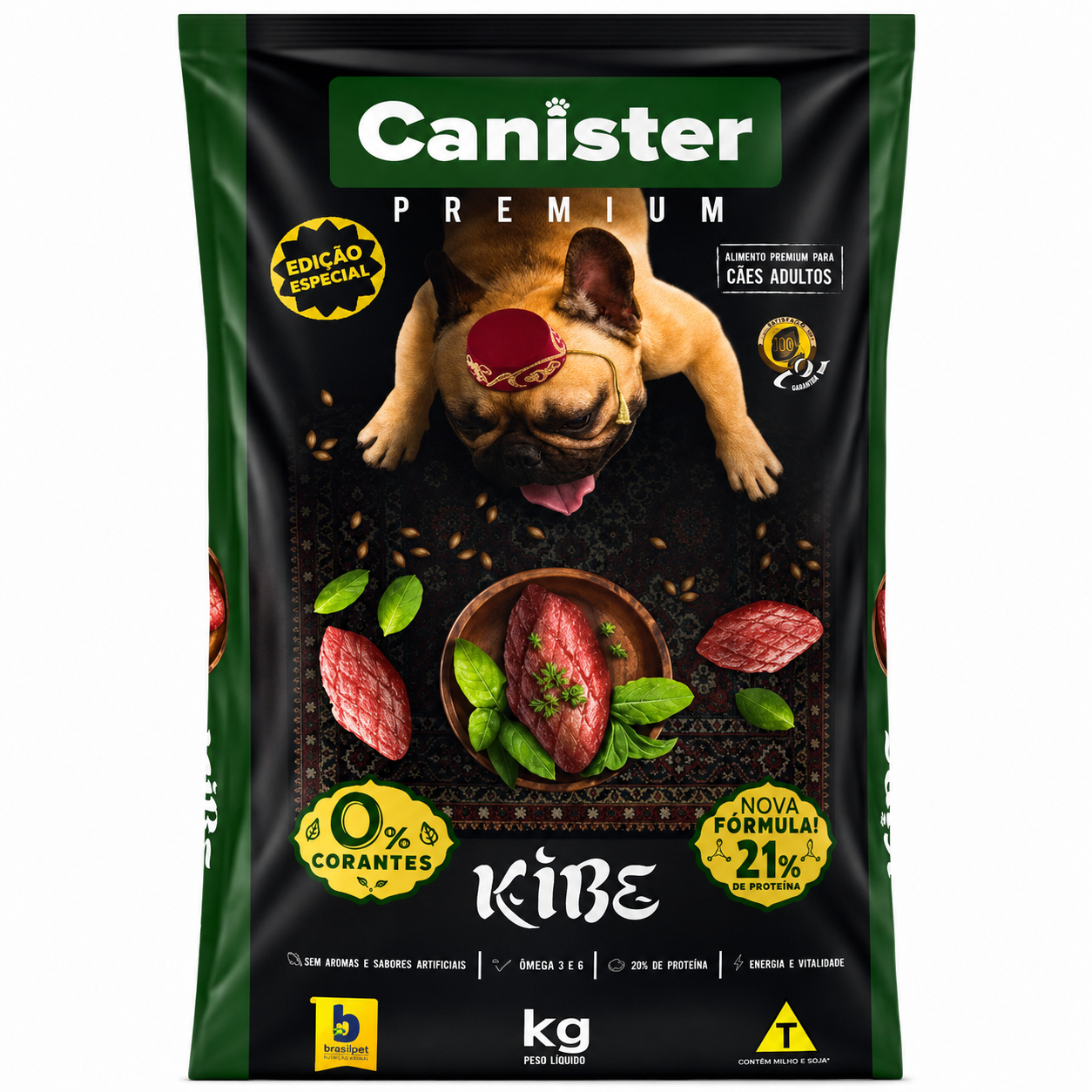 Ração Canister Premium Cão Adulto Kibe 25kg